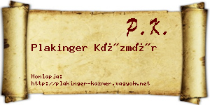 Plakinger Kázmér névjegykártya